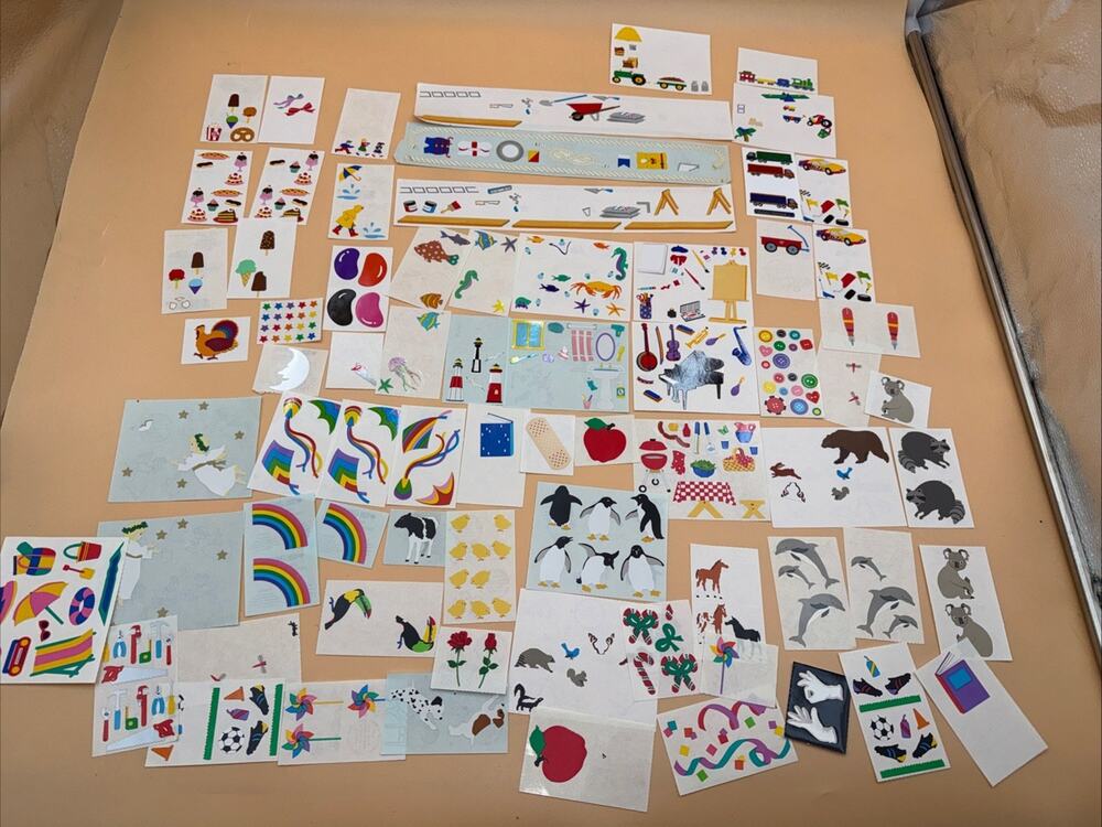 Vintage Mrs Grossman’s Sticker 70+ Lot, Animals, Rainbow, Cars, Trucks, Ect